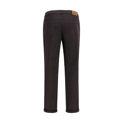 Brown Cotton Straight-Leg Jeans