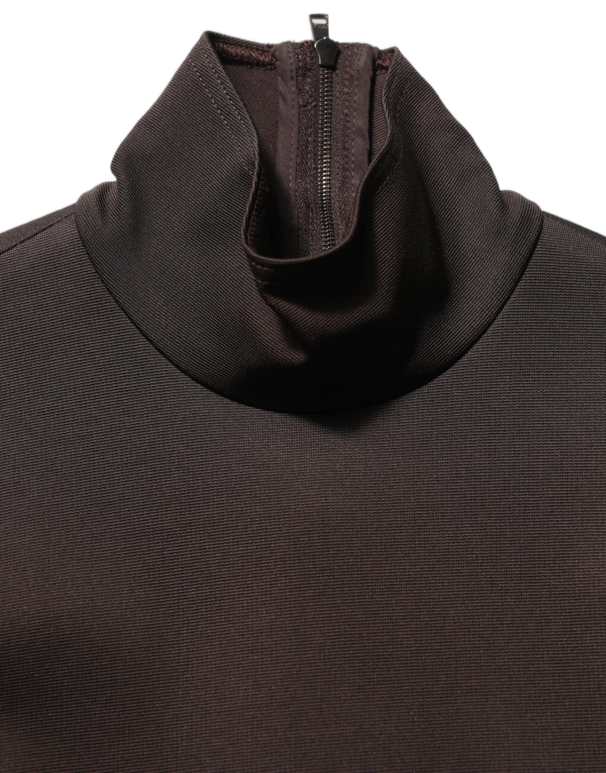 Brown Turtleneck Long Sleeves Blouse Top