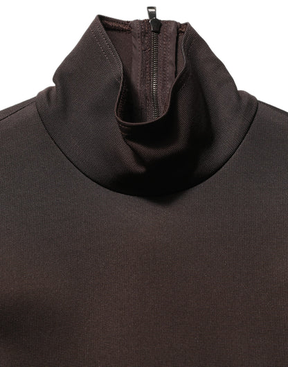 Brown Turtleneck Long Sleeves Blouse Top