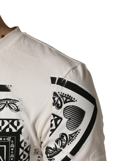 White Cotton Logo Bandana Print Men T-shirt