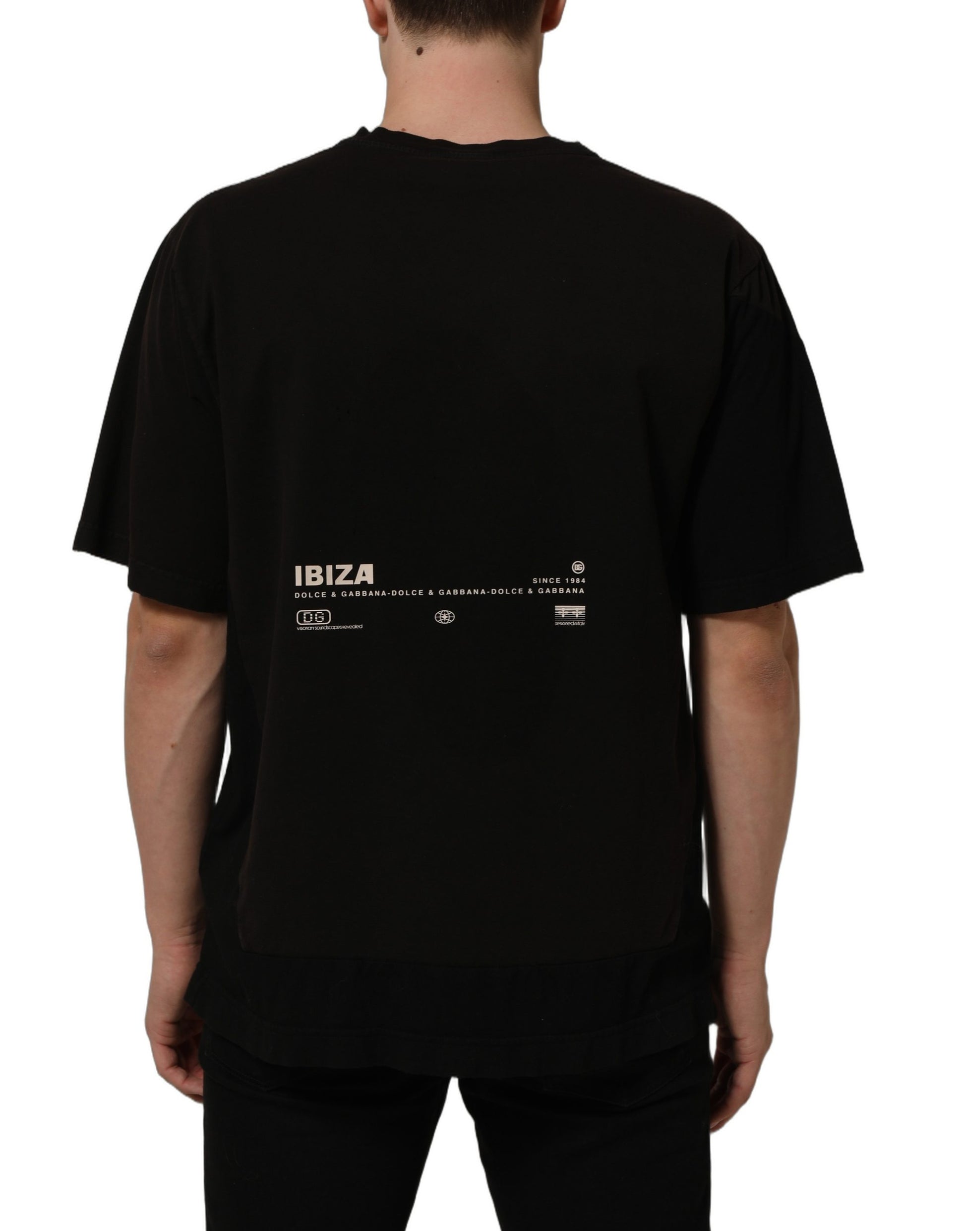 Black Tropical "IBIZA" Men Crew Neck T-shirt