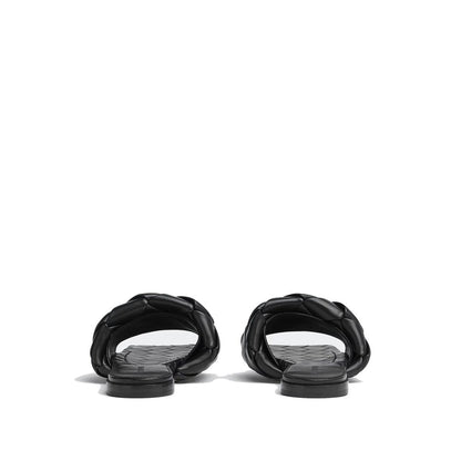 Black Lamb Leather Flat Sandals