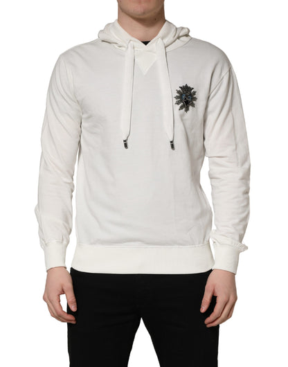 White Cotton Hooded Sweatshirt Sweater