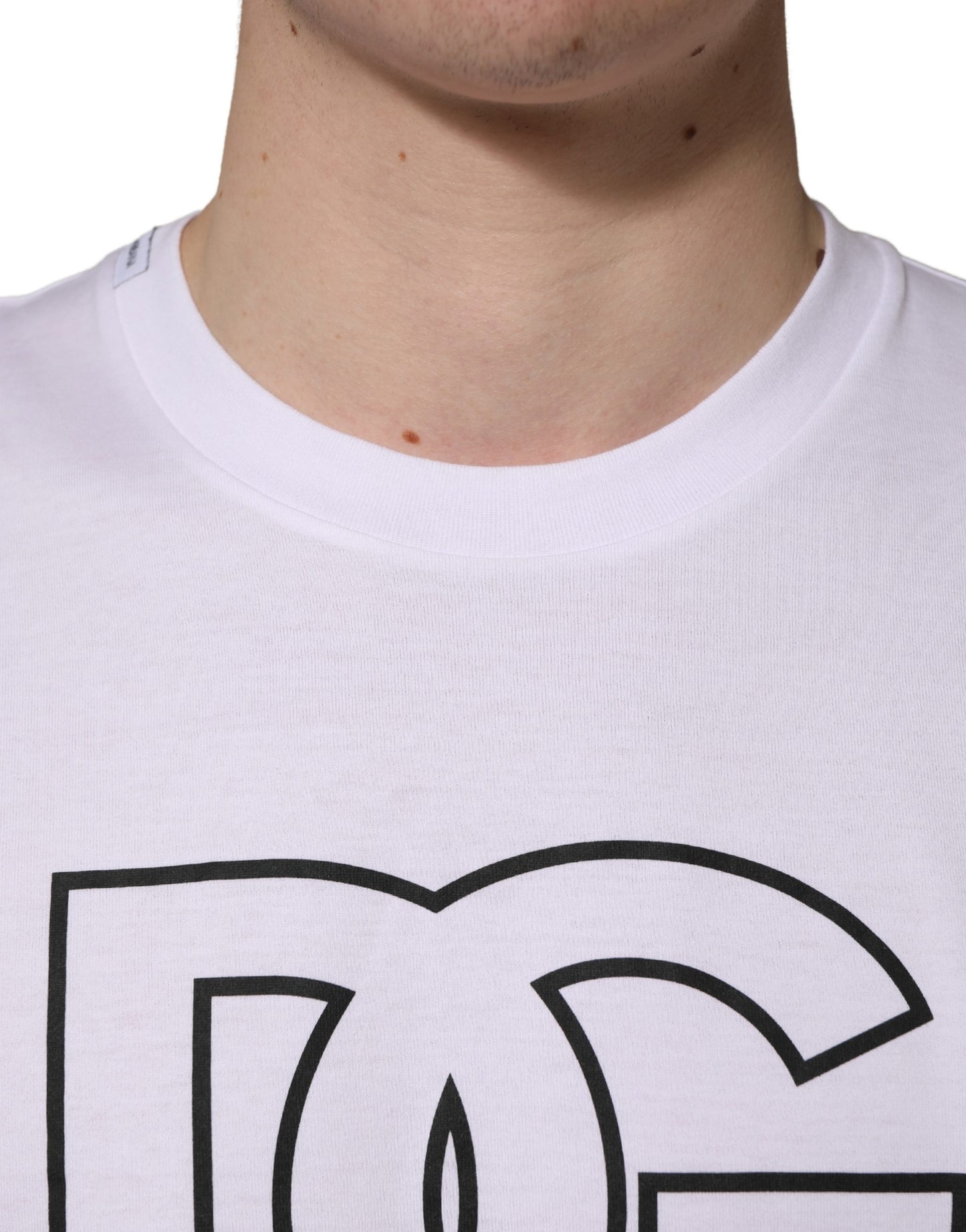 White DG Logo Print Short Sleeves Men T-shirt