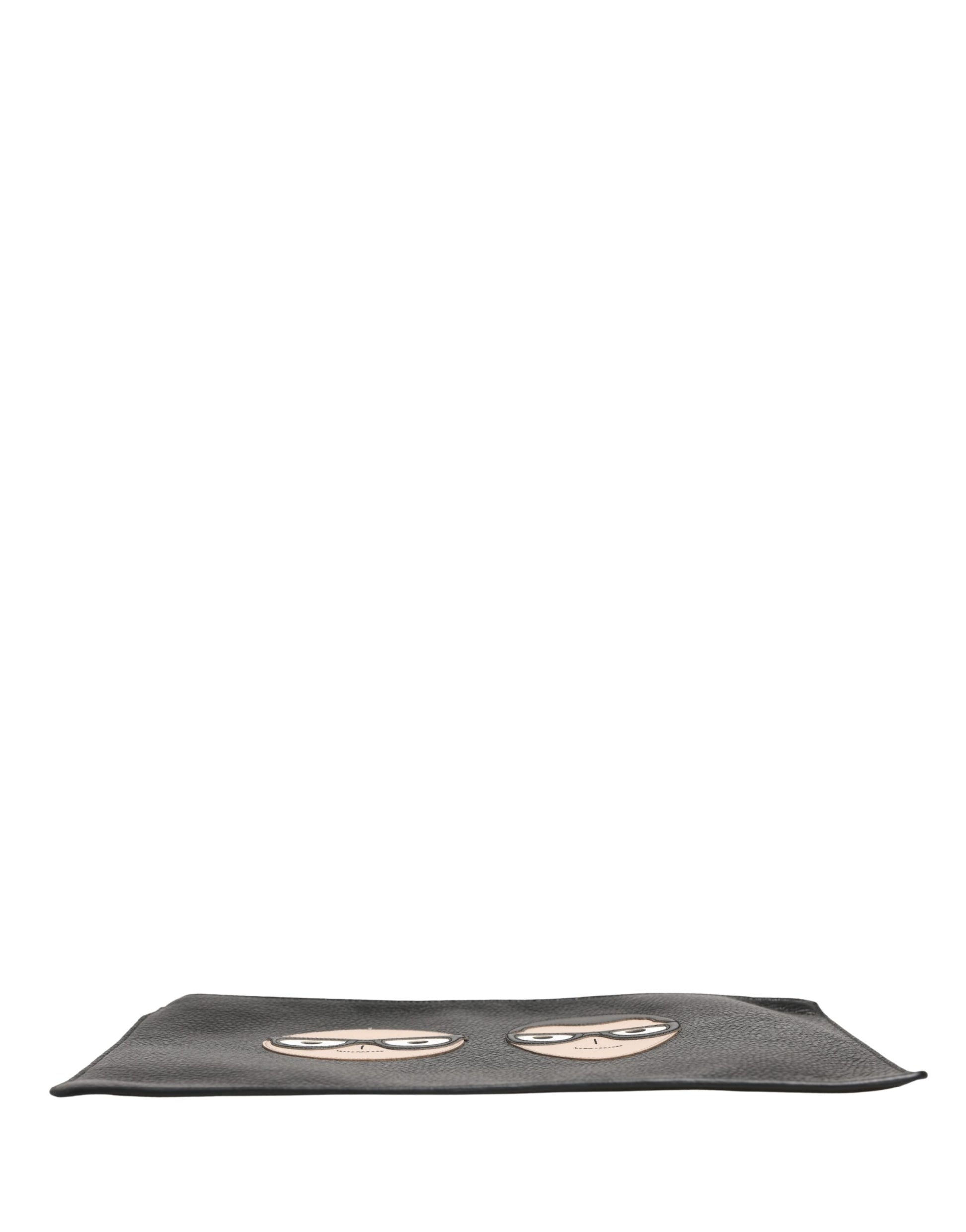 Black #DGFamily Embellished Leather Clutch Borse Bag