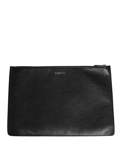 Black #DGFamily Embellished Leather Clutch Borse Bag