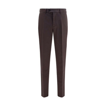 Brown Cotton Casual Pants