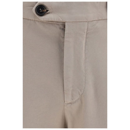 Beige Cotton Casual Pants
