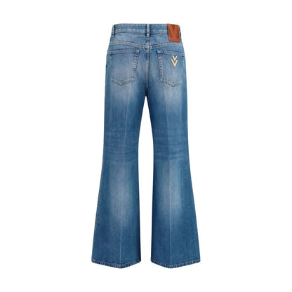 Blue Cotton Straight-Leg Jeans