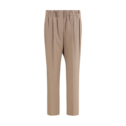 Beige Cotton Casual Pants