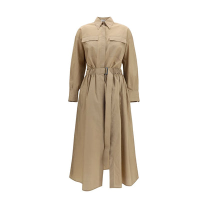 Beige Cotton Casual Dress