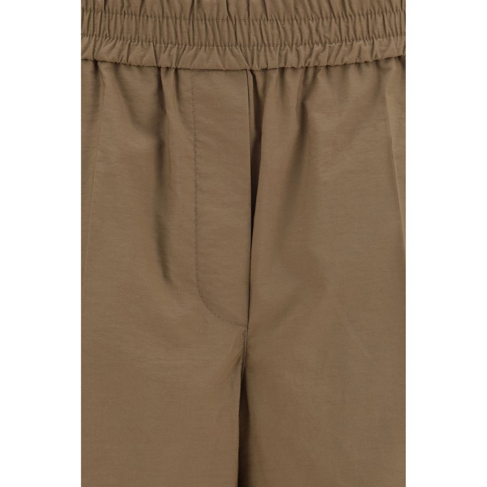 Brown Cotton Casual Pants