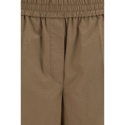 Brown Cotton Casual Pants