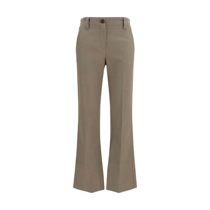 Brown Cotton Flared Pants