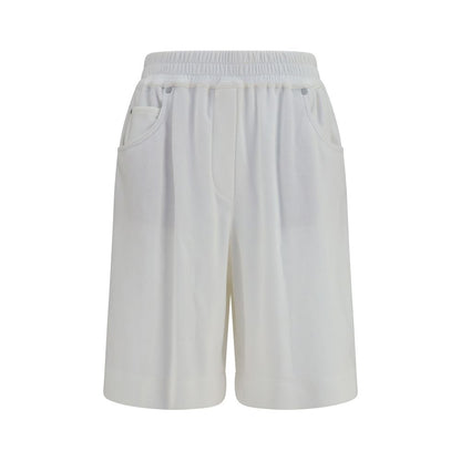 White Cotton Bermuda Shorts