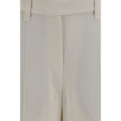 Beige Viscose Casual Pants