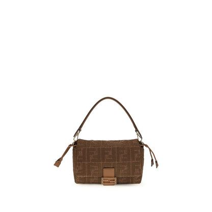 Brown Raffia Shoulder Bag