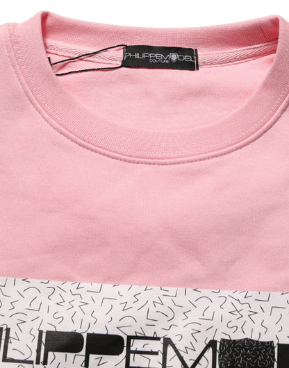 Pink Cotton Logo Long Sleeves Pullover Sweater