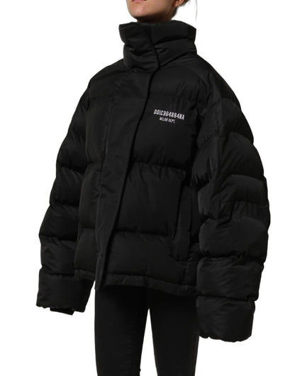 Black DGVIB3 Embroidered Padded Puffer Jacket