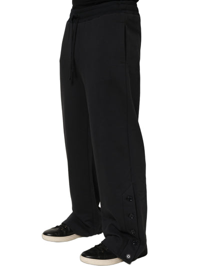 Black Drawstring Viscose Jogger Men Sweatpants Pants