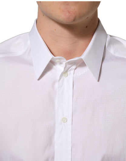 White Cotton Long Sleeves Men Dress Shirt
