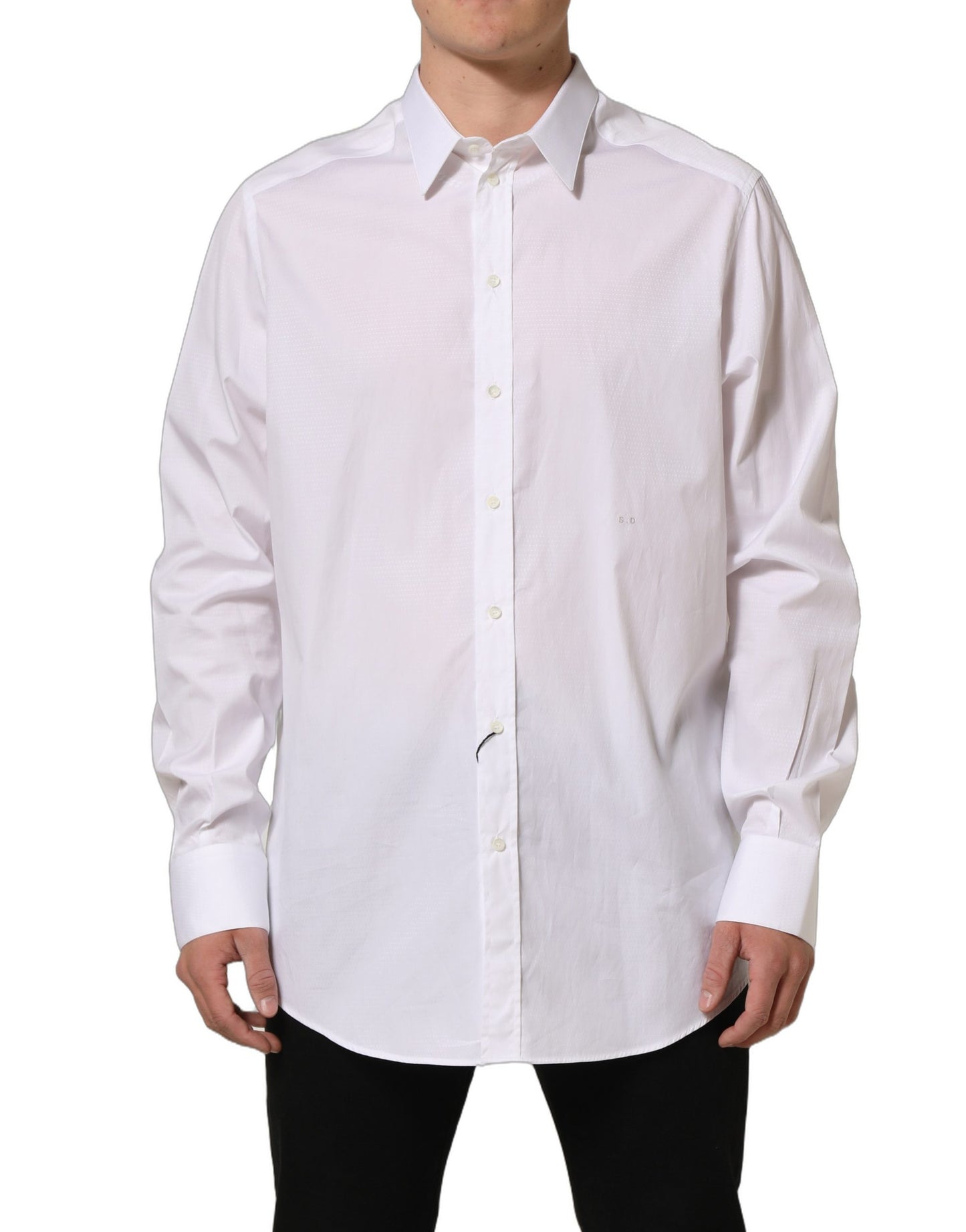 White Cotton Long Sleeves Men Dress Shirt