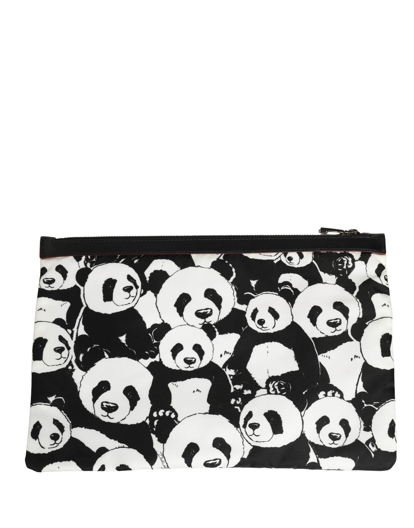 Black White Panda Print Nylon Clutch Men Pouch Borse Bag