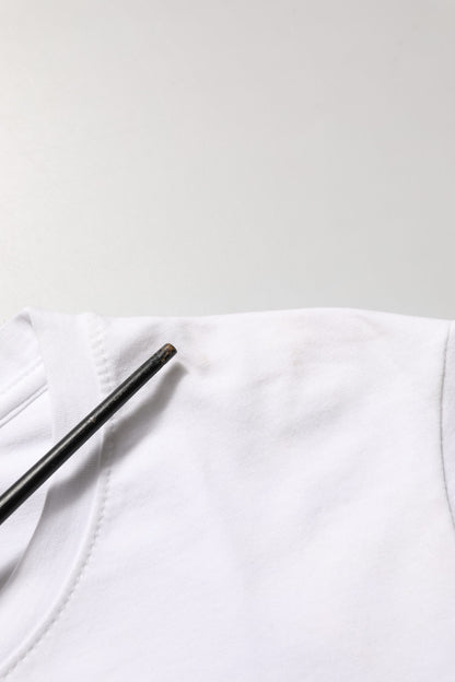 White Crew Neck Short Sleeves Embellished T-shirt