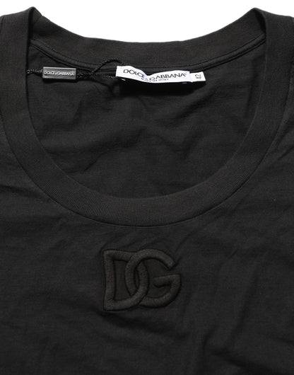 Black DG Logo Cotton Round Neck Tee T-shirt
