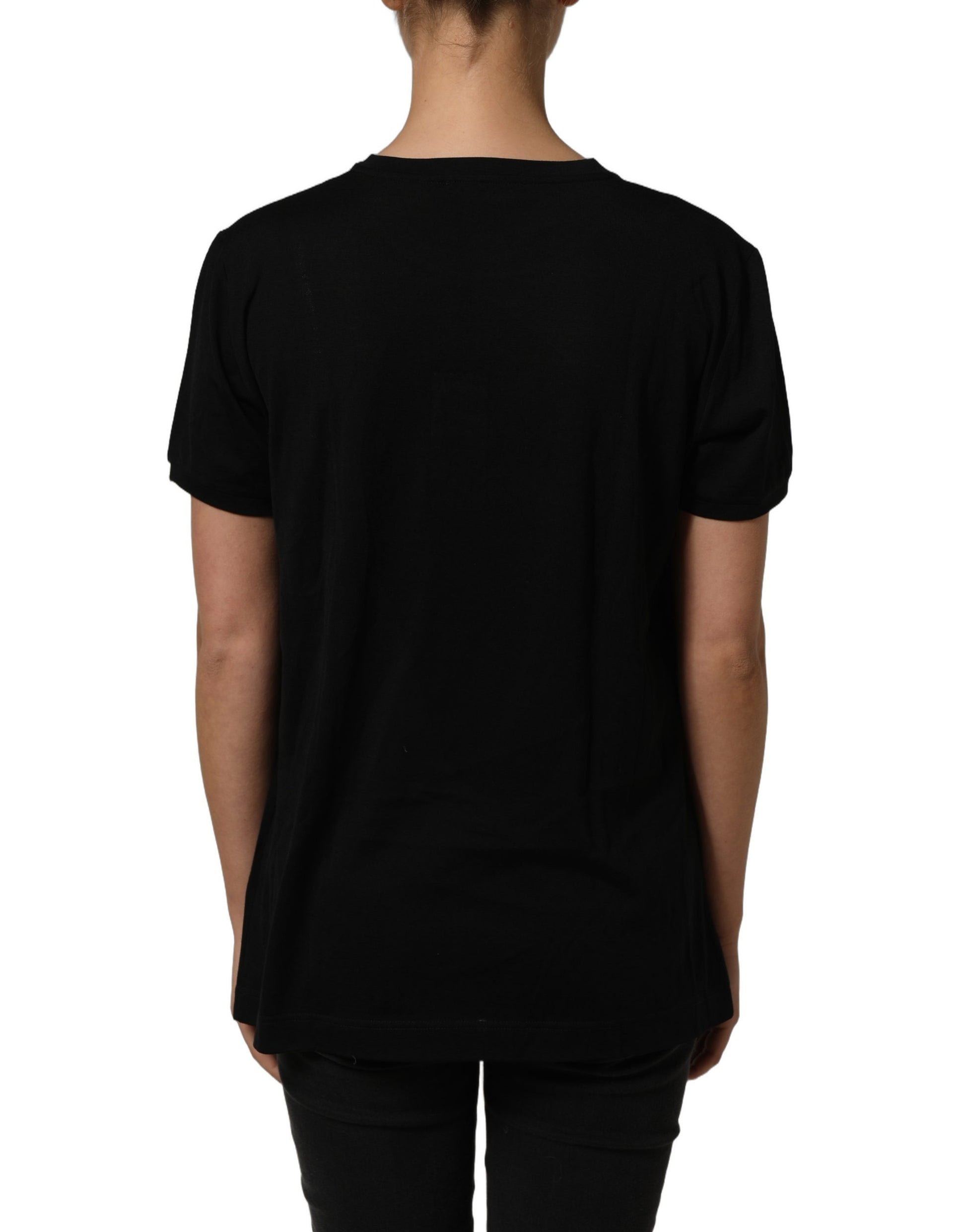 Black Wool Crew Neck Short Sleeves T-shirt