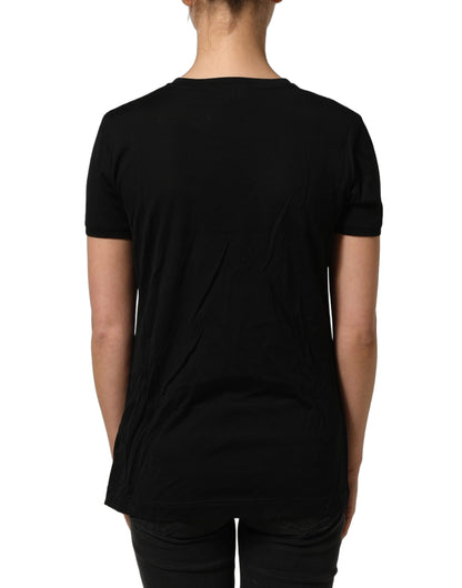 Black Wool Crew Neck Short Sleeves Men T-shirt