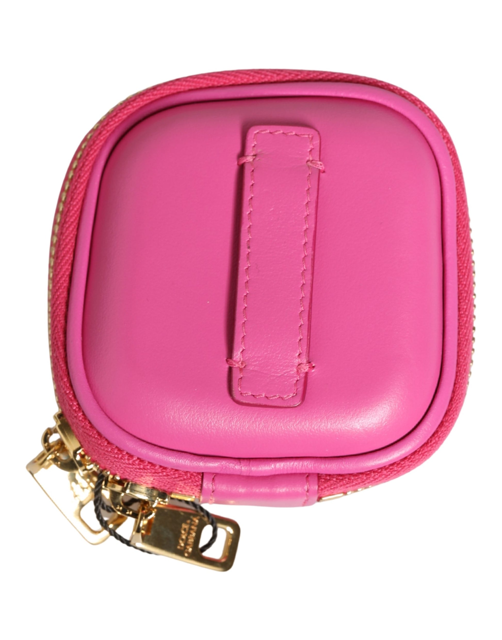 Pink Lamb Leather Embossed Logo Holder Airpod Case