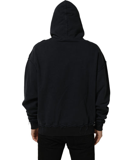 Black Anchor Print Hooded Sweatshirt Sweater