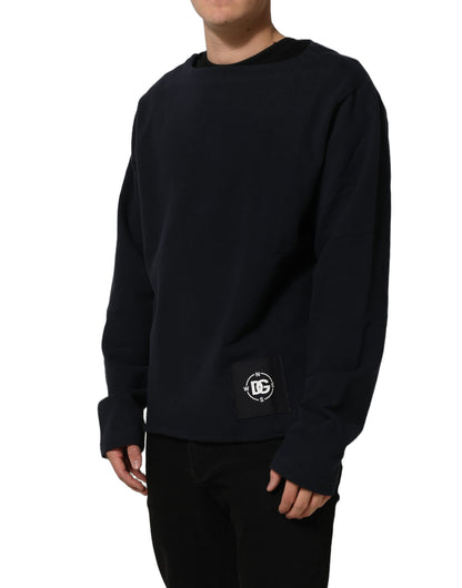 Dark Blue Logo Cotton Sweatshirt Sweater