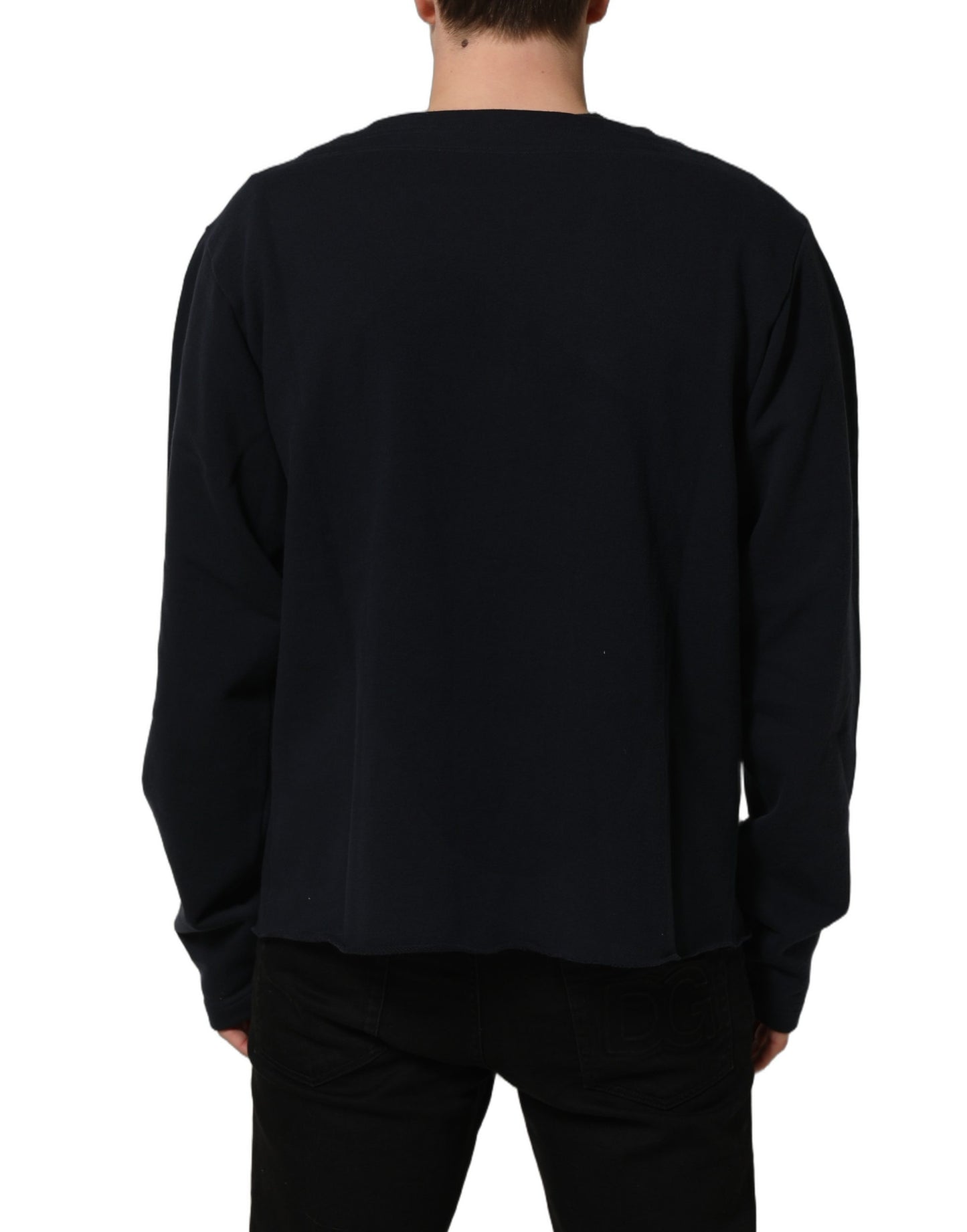 Dark Blue Logo Cotton Sweatshirt Sweater