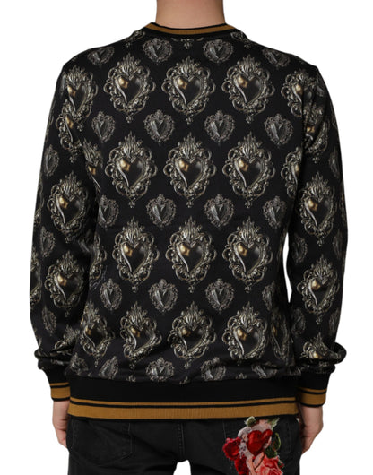 Black Sacred Heart Cotton Sweatshirt Sweater