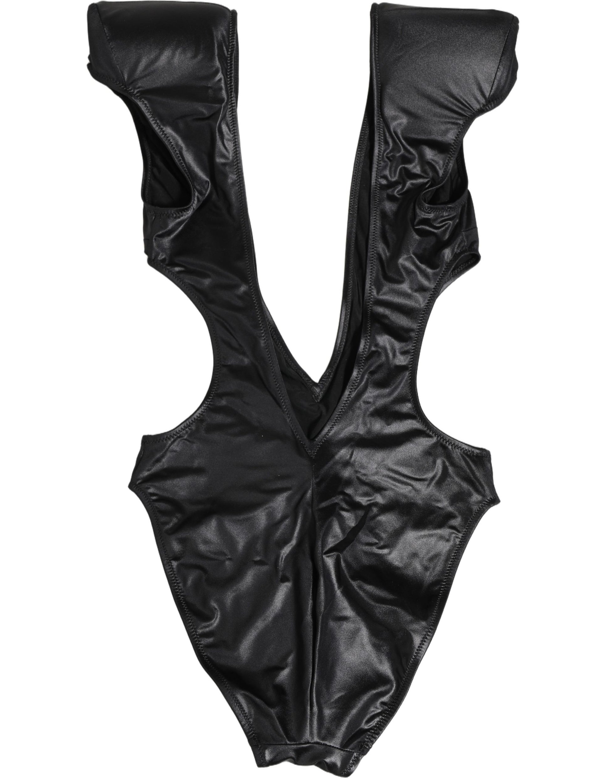 Black Deep V-Neck Cutout One Piece Swimwear
