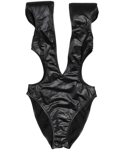Black Deep V-Neck Cutout One Piece Swimwear