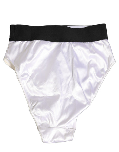 White Satin High-Waist Brief Logo Women Underwear