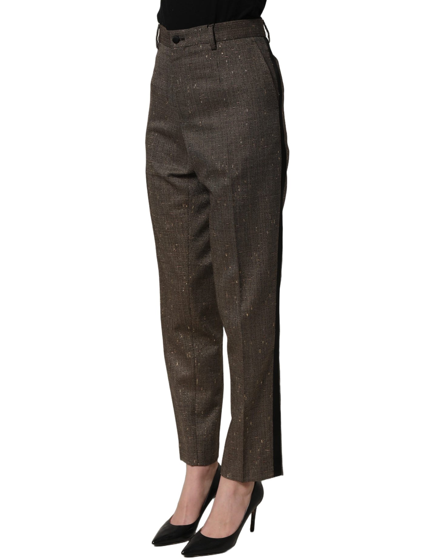 Dark Brown HighWaist Tapered Trouser Pants