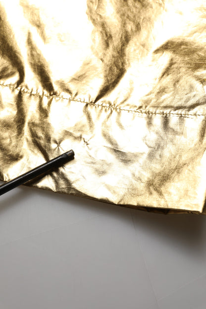 Metallic Gold High Waist Pleated Tapered Pants