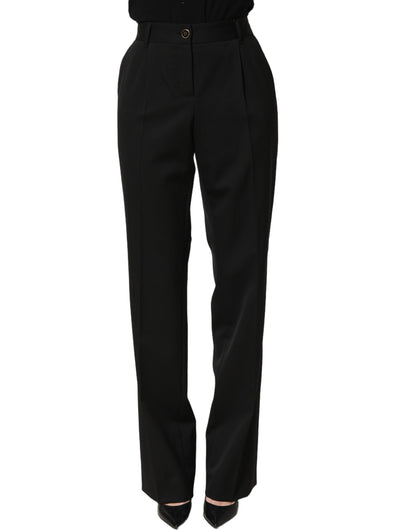 Black High Waist Straight Dress Trouser Pants
