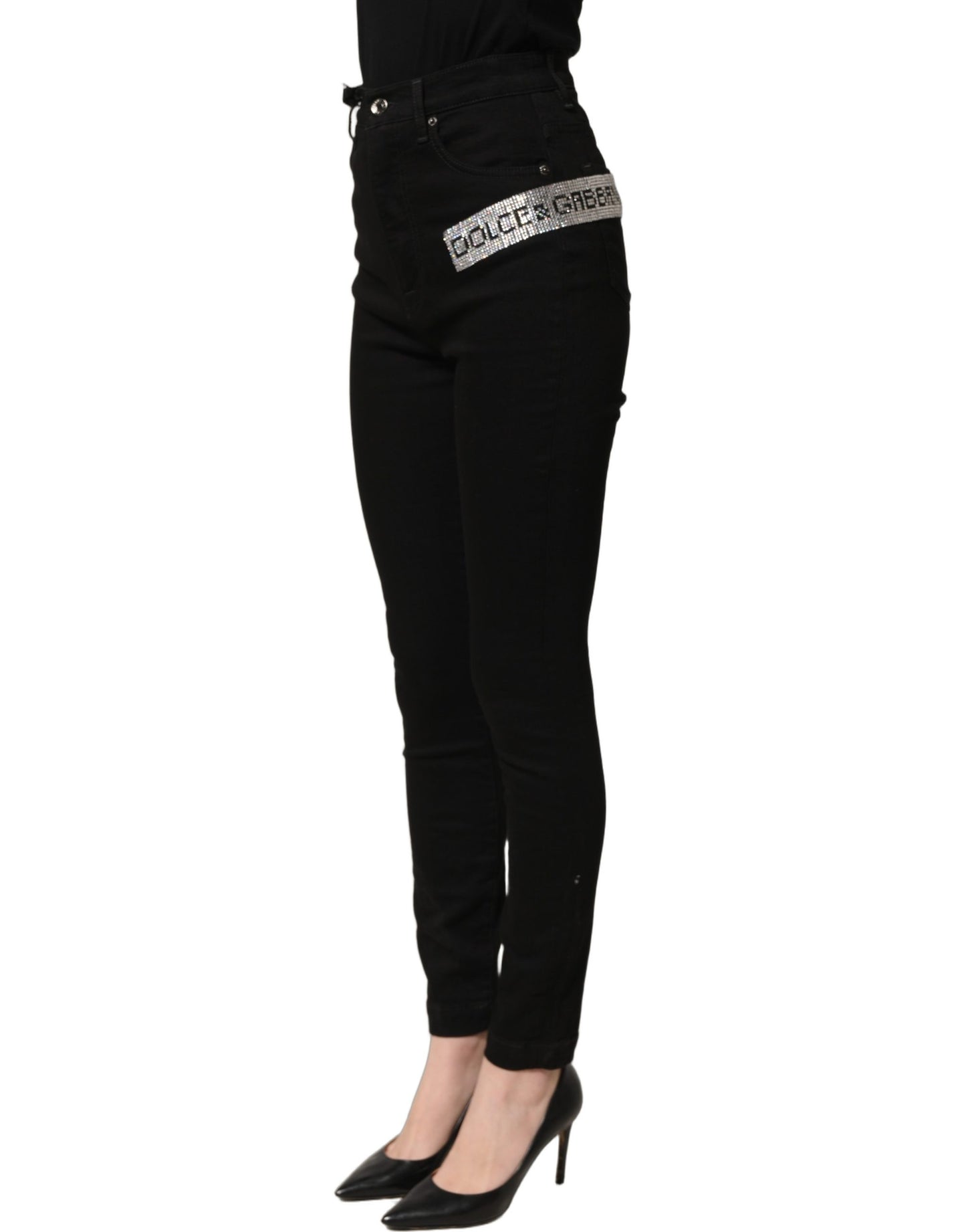 Black Grace Rhinestone HighWaist Denim Jeans