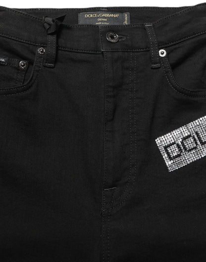 Black Grace Rhinestone HighWaist Denim Jeans