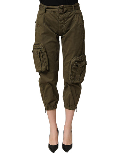 Olive Green High Waist Cargo Trouser Pants