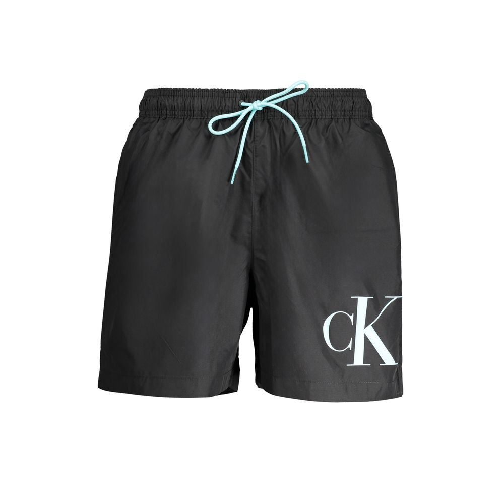 Black Polyester Men's Swimwear