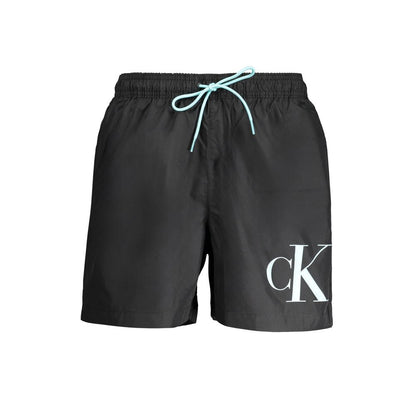 Black Polyester Men's Swimwear