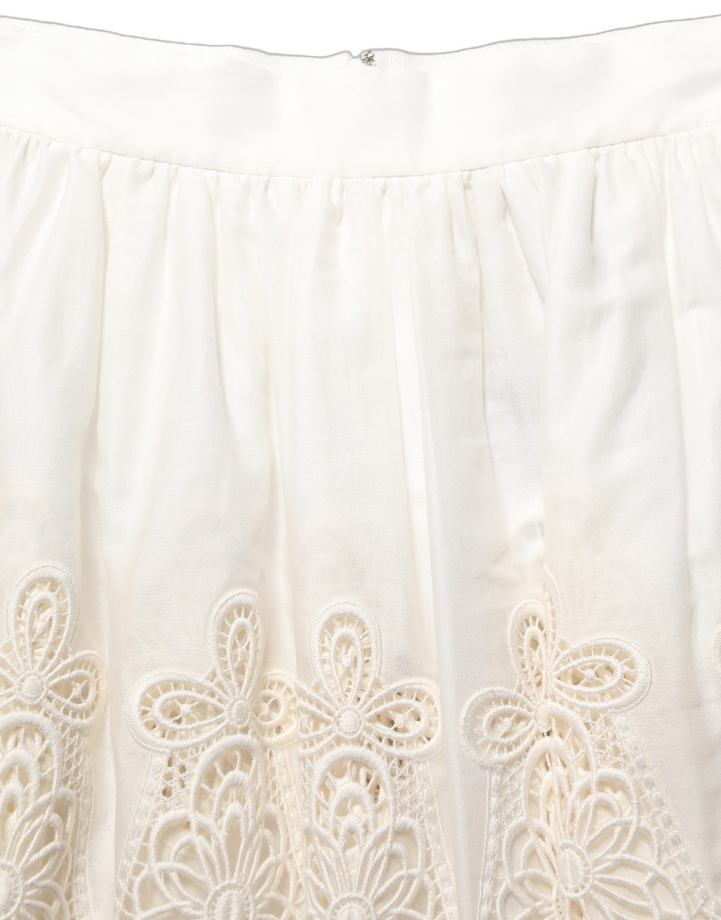 White Floral Embroidered A-line Mini Skirt