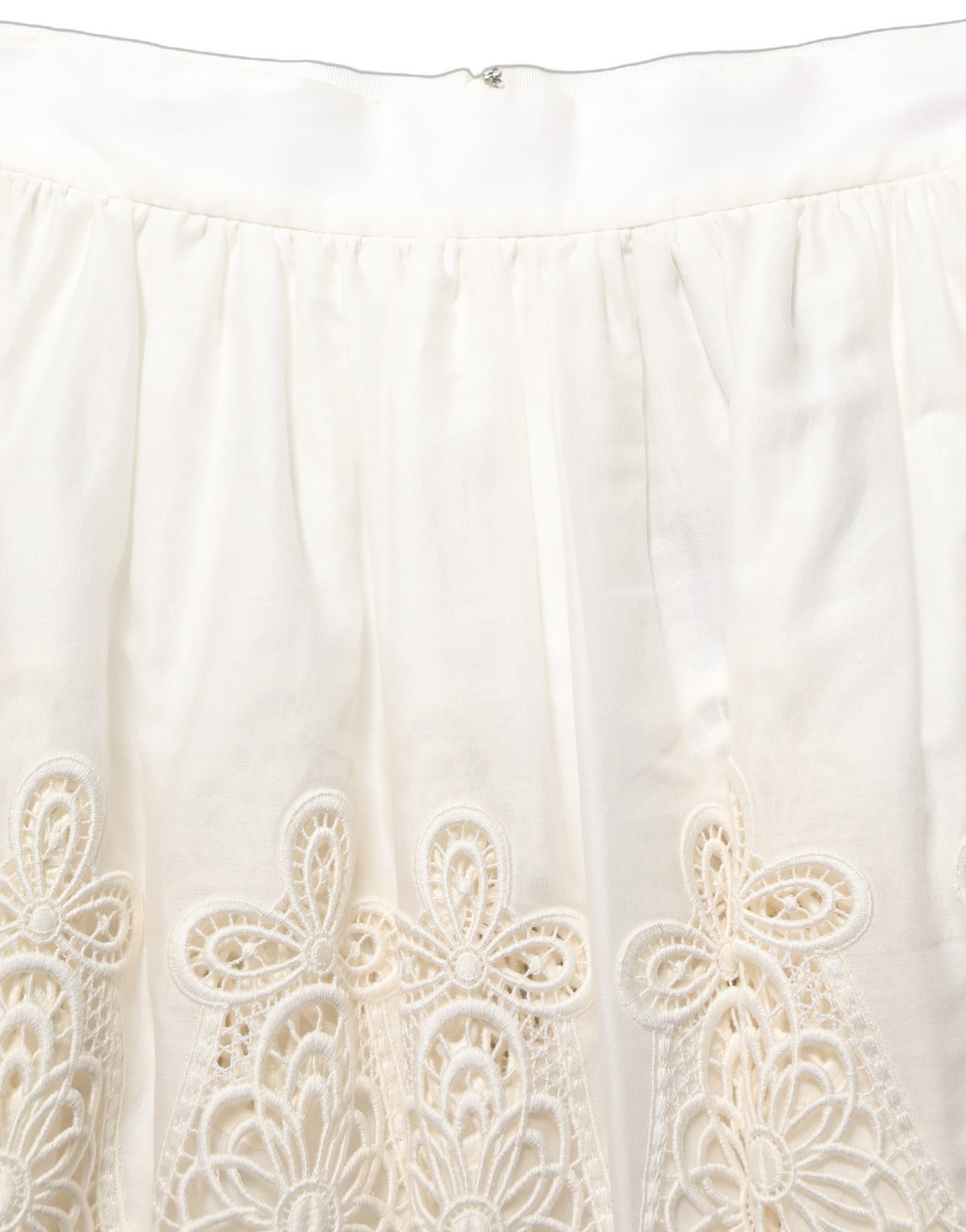 White Floral Embroidered A-line Mini Skirt