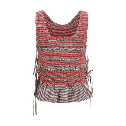 Brown Cotton Sleeveles T-Shirt